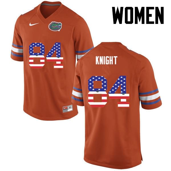 NCAA Florida Gators Camrin Knight Women's #84 USA Flag Fashion Nike Orange Stitched Authentic College Football Jersey VBQ8264ER